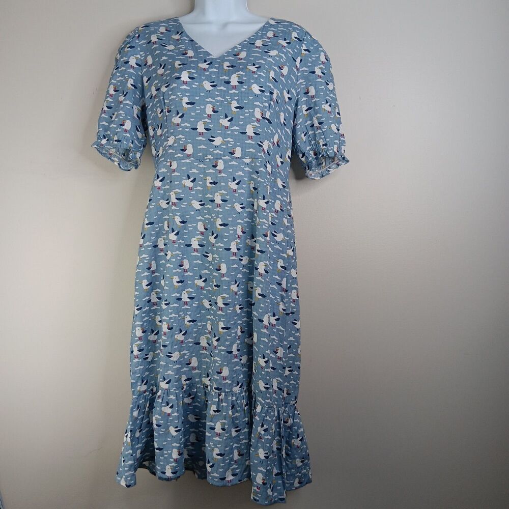 Stella Morgan Women's Dress Birds Novelty Print Peasant Modest Boho Lightweight
